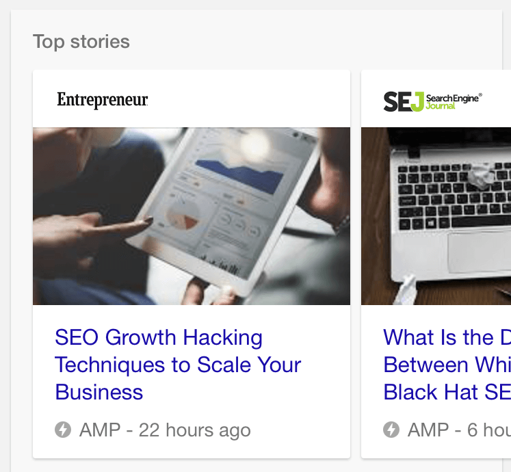 AMP Results in Mobile SERP