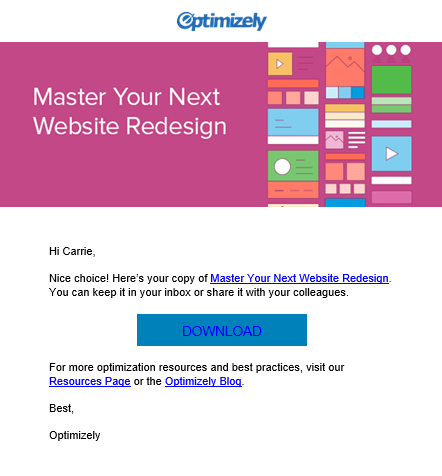 Optimizely Lead Follow-Up Email