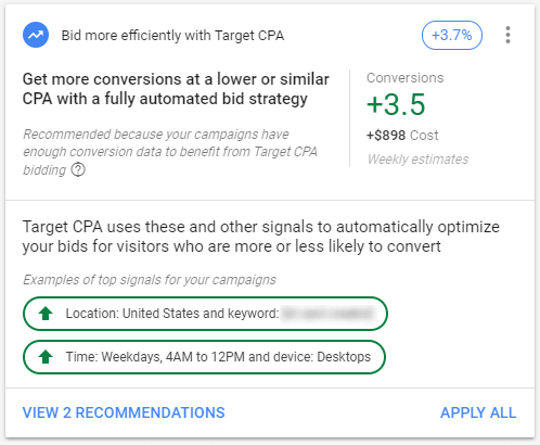 Target CPA Automated Bid Strategy - Google Ads